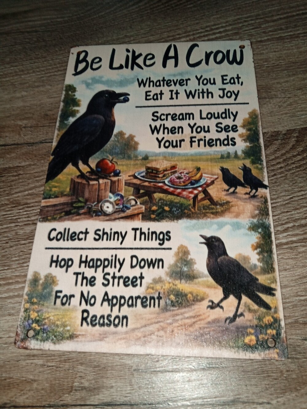 Be Like A Crow Decorative Wood Wall Sign - Black Crow Artwork